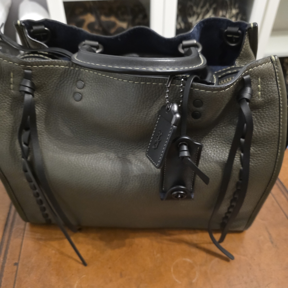 CUSTOM Coach 1941 Rogue 31 Satchel Glove Tanned Pebble Leather Olive Green NWOTi